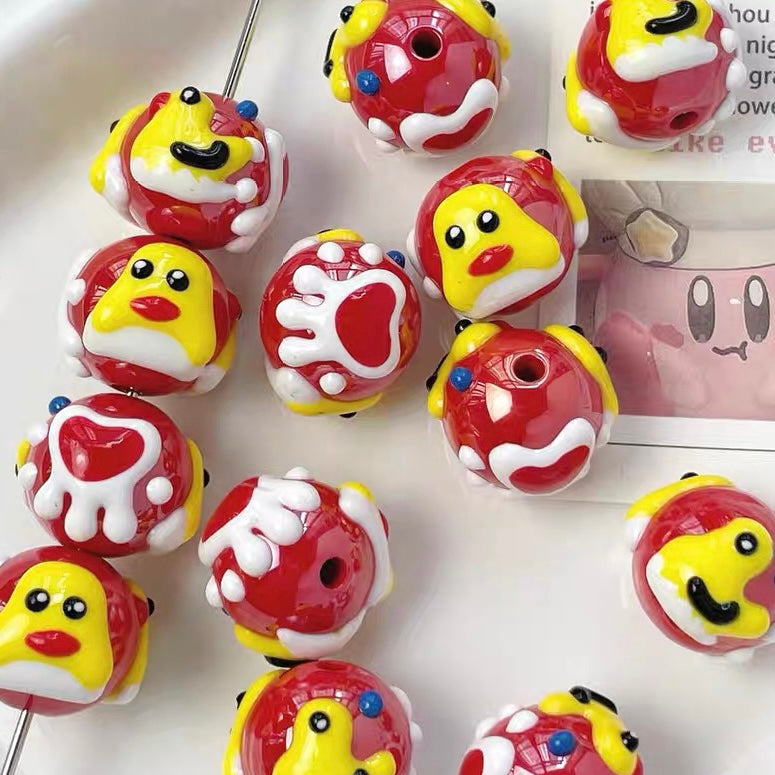 Childlike Hand-painted Color-block Beads