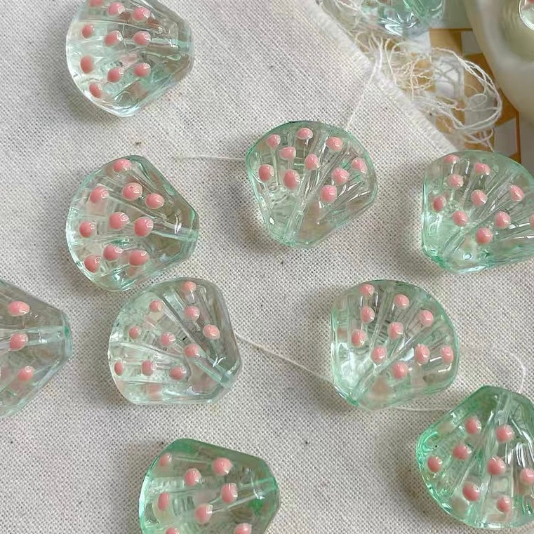 Hand-painted Glass Shell Jelly-colored Beads