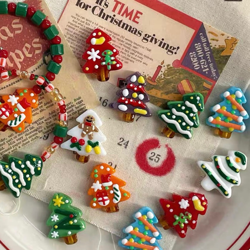 Christmas Tree Hand-Painted Beads