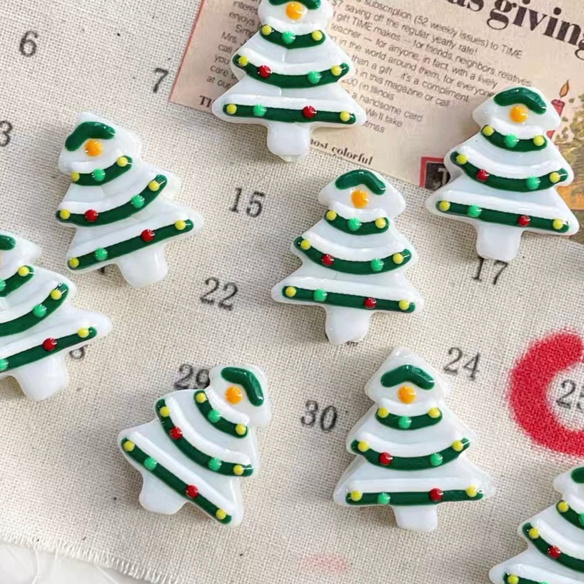 Christmas Tree Hand-Painted Beads