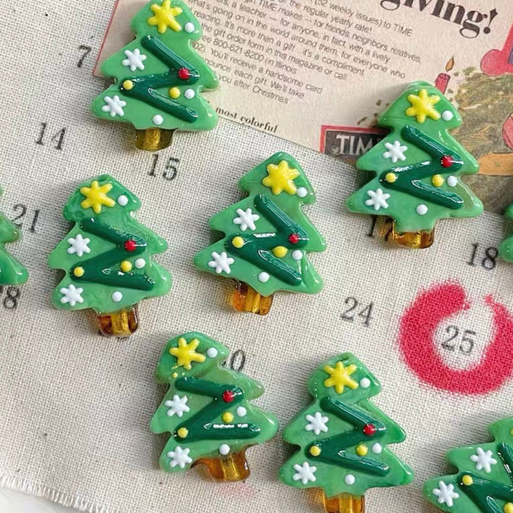 Christmas Tree Hand-Painted Beads