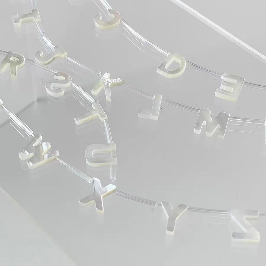 Natural White Mother-of-Pearl Letter Beads