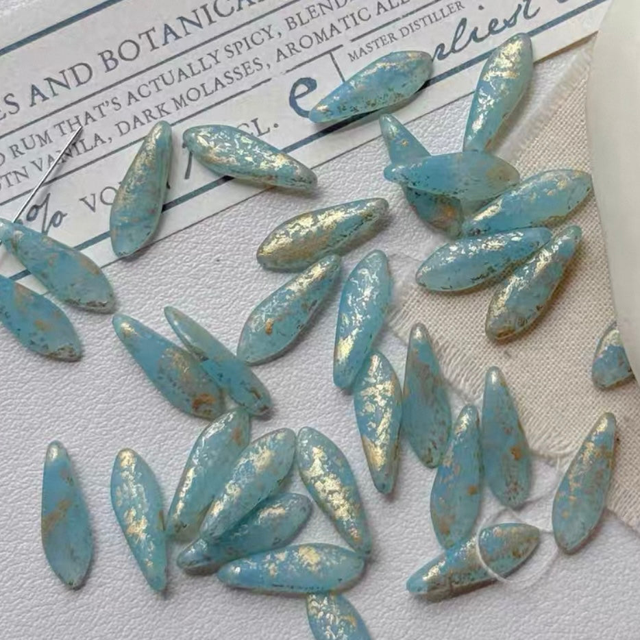 Czech Blue Picasso Beads