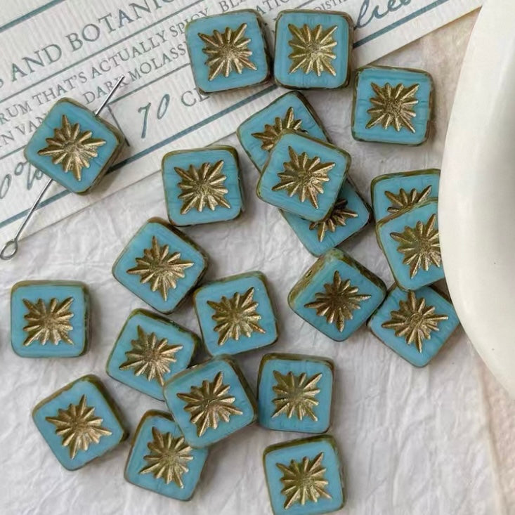 Czech Blue Picasso Beads