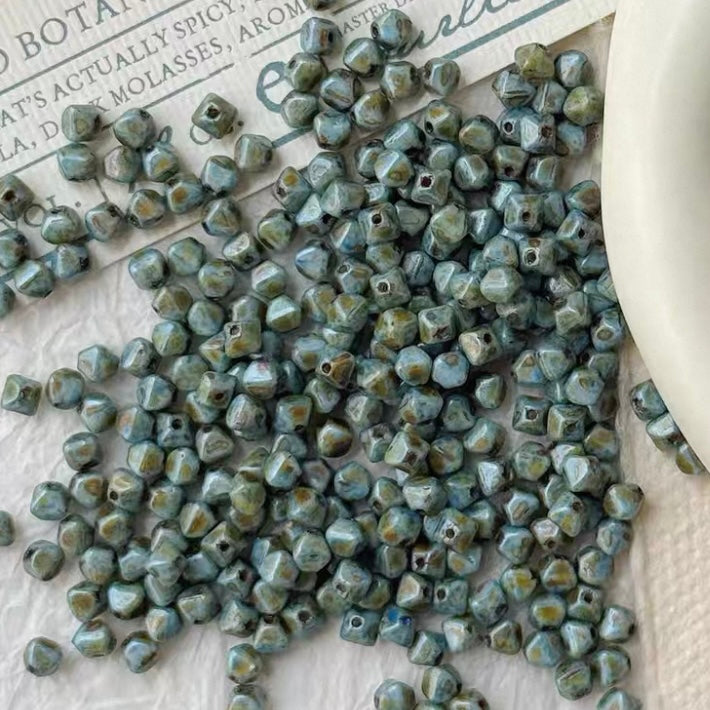 Czech Blue Picasso Beads
