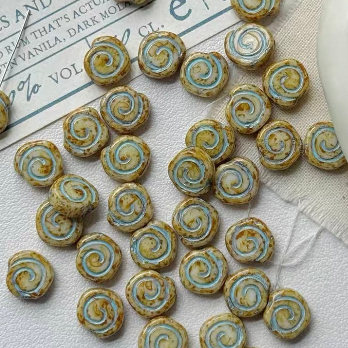 Czech Blue Picasso Beads