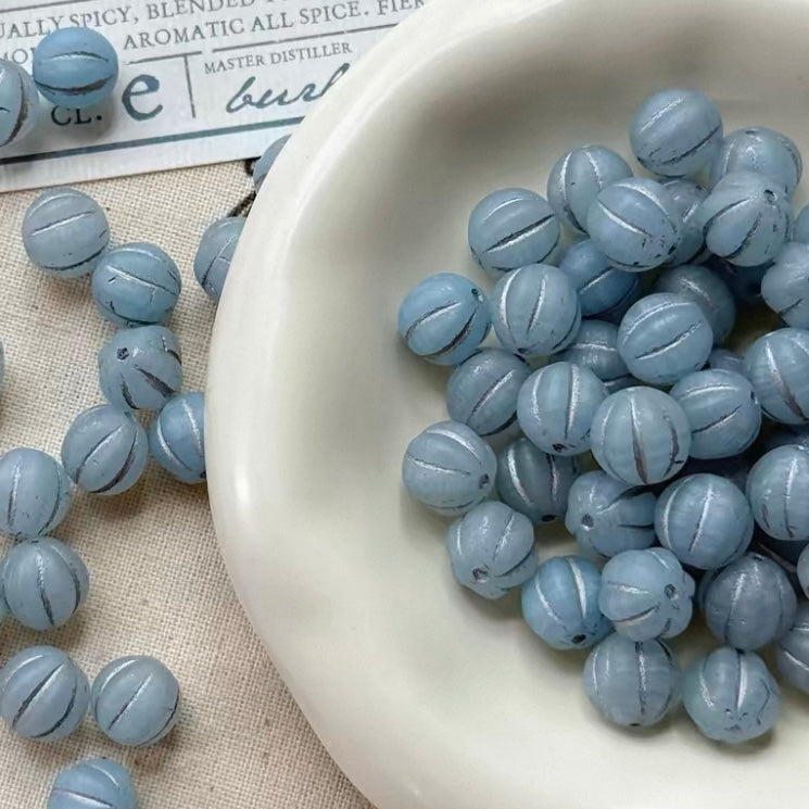 Czech Blue Picasso Beads