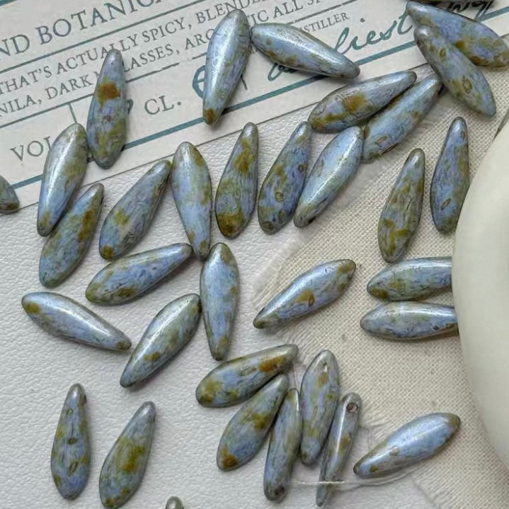 Czech Blue Picasso Beads