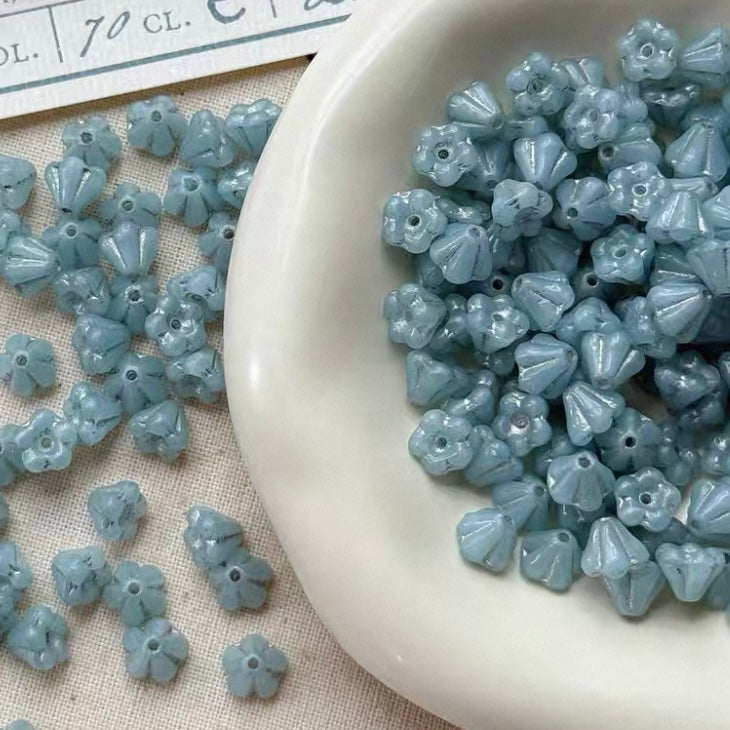 Czech Blue Picasso Beads