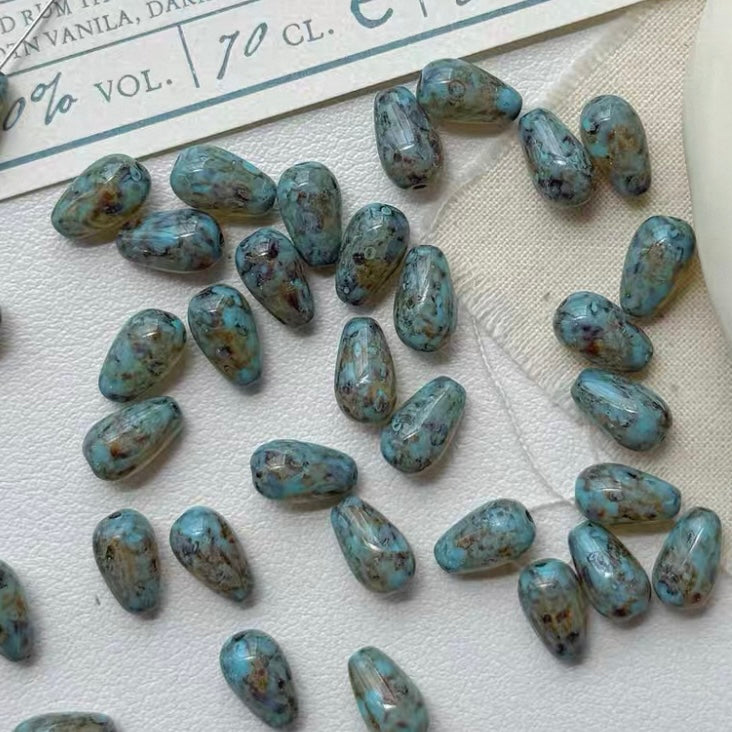 Czech Blue Picasso Beads