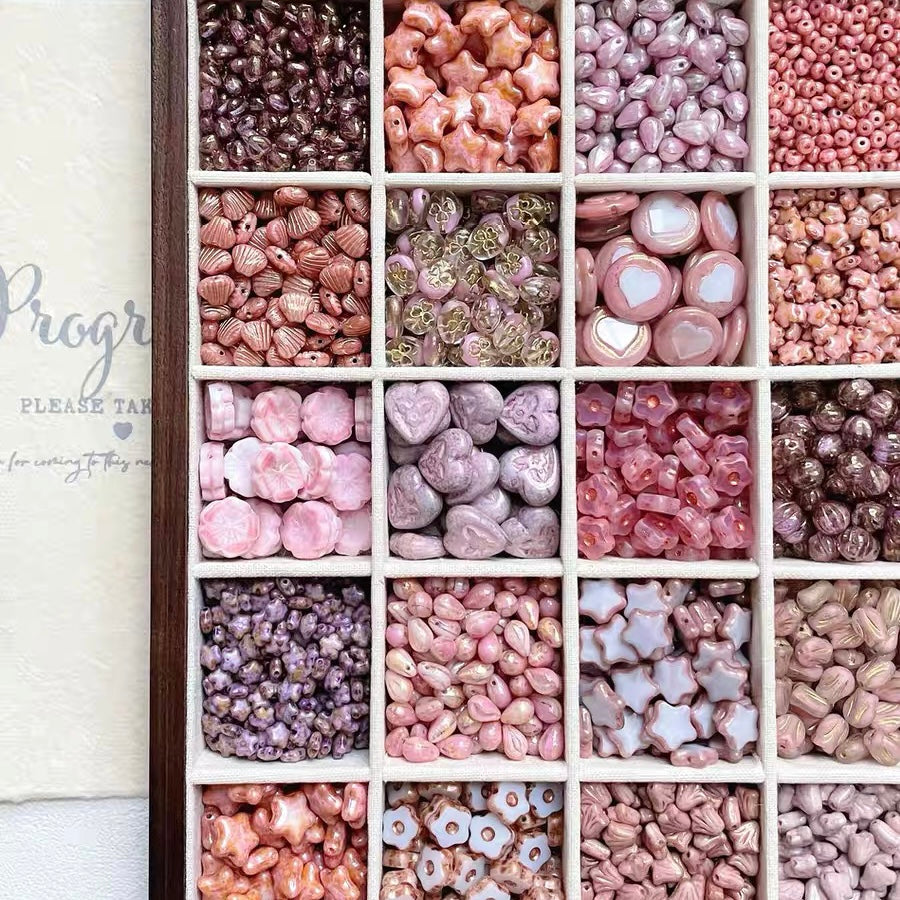 Pink-Purple Czech Beads