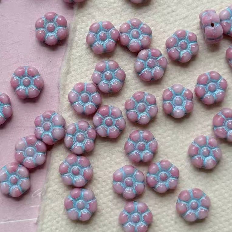 Pink-Purple Czech Beads