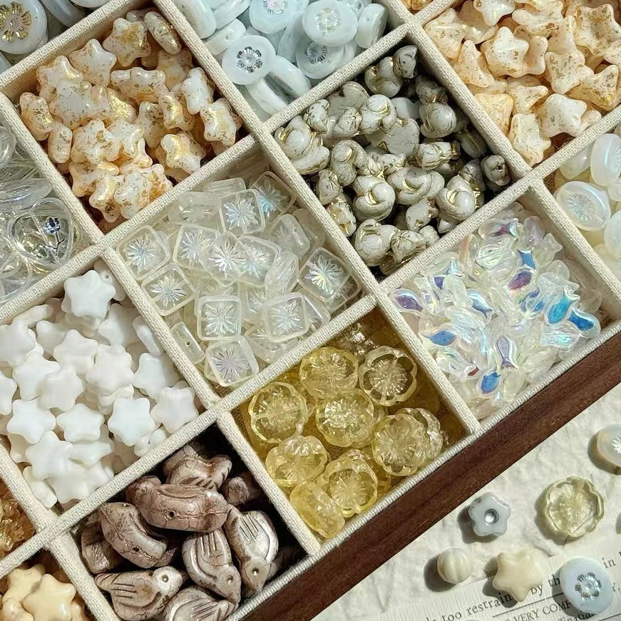 White-Brown Czech Beads