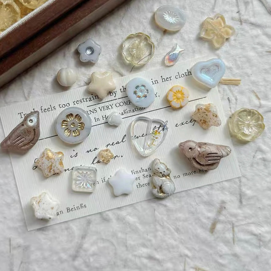 White-Brown Czech Beads