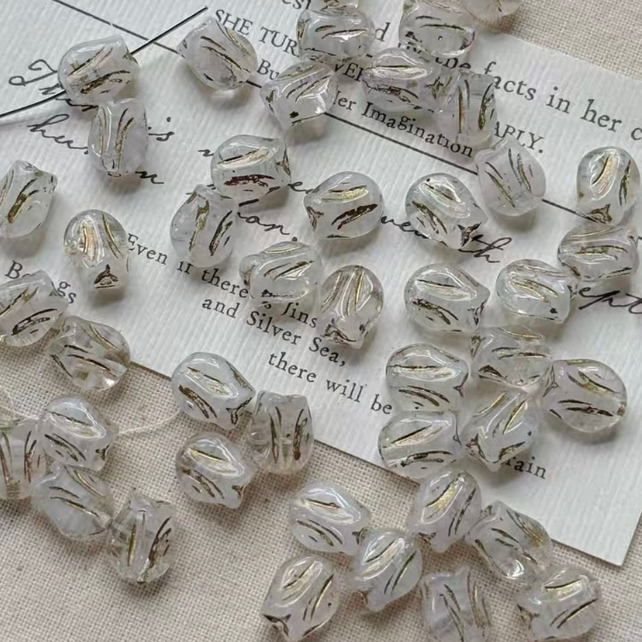 White-Brown Czech Beads