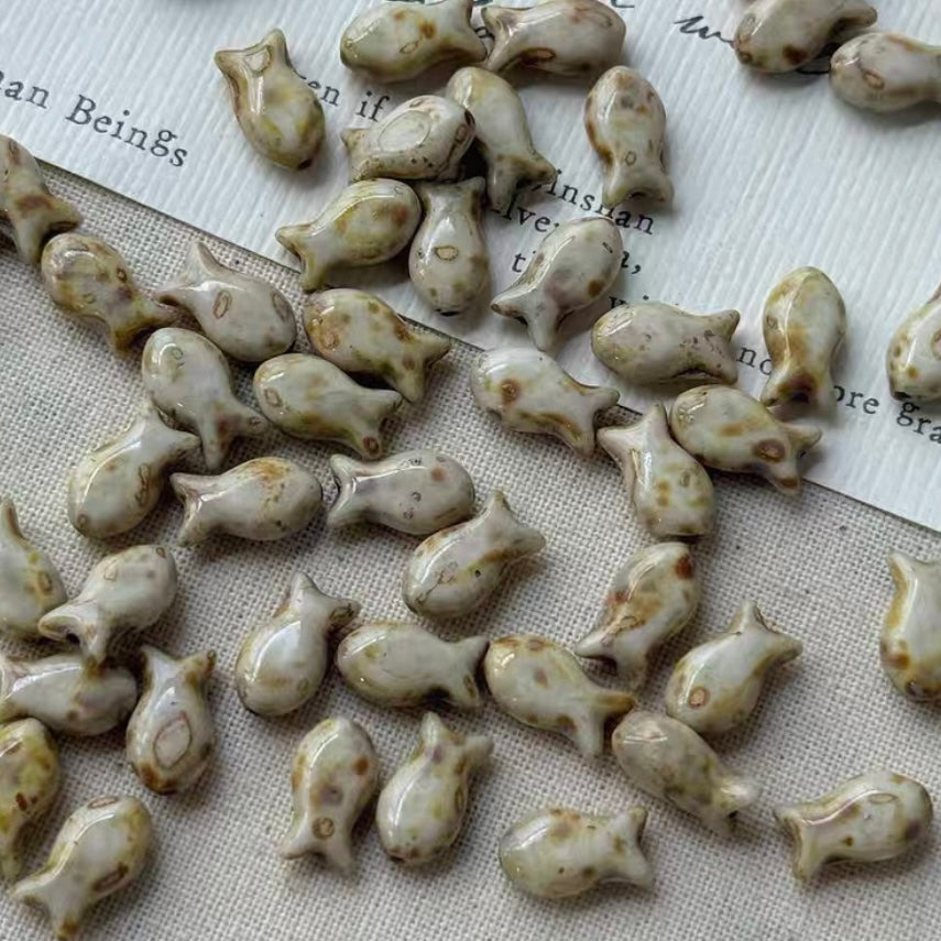 White-Brown Czech Beads
