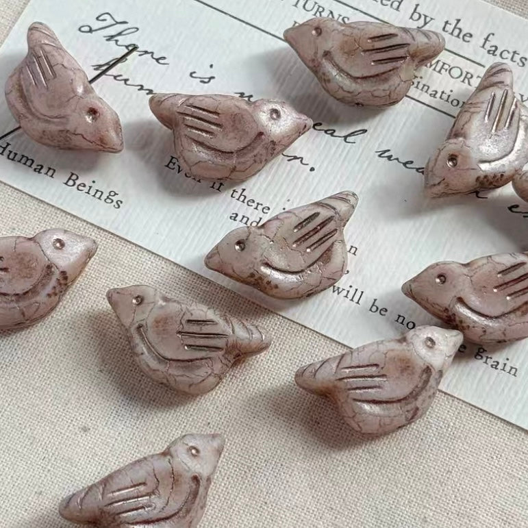 White-Brown Czech Beads