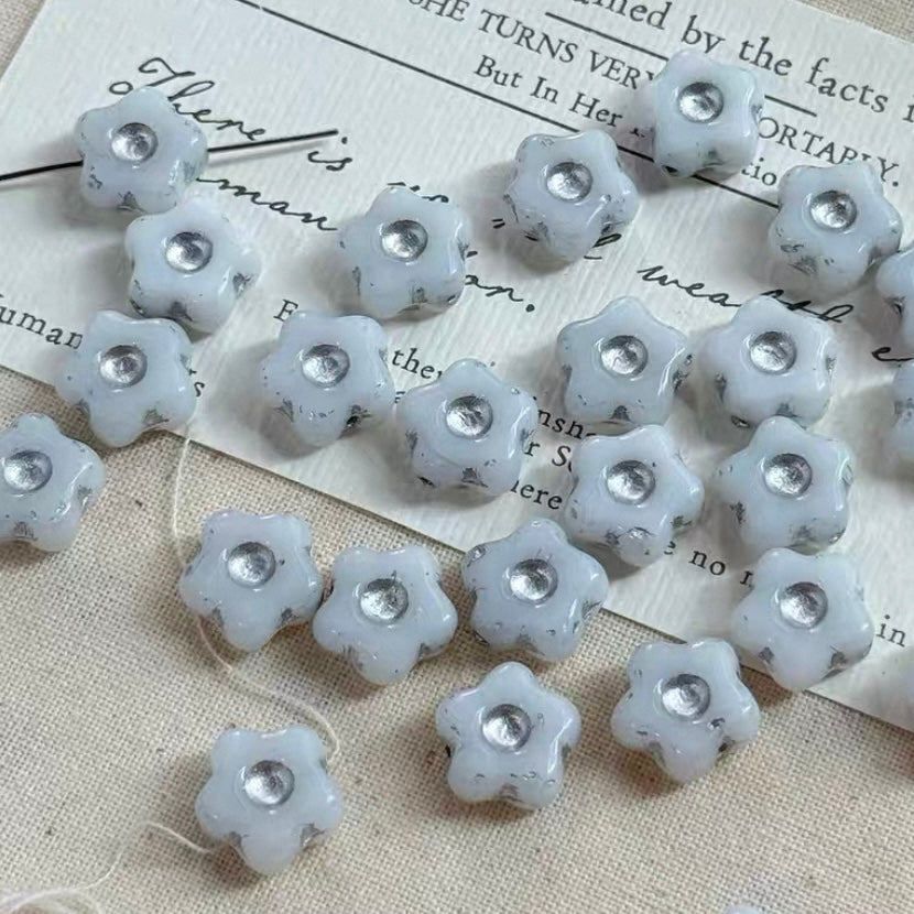 White-Brown Czech Beads