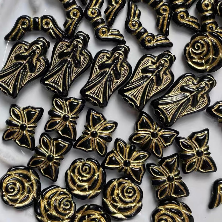 Black and Gold Vintage Beads