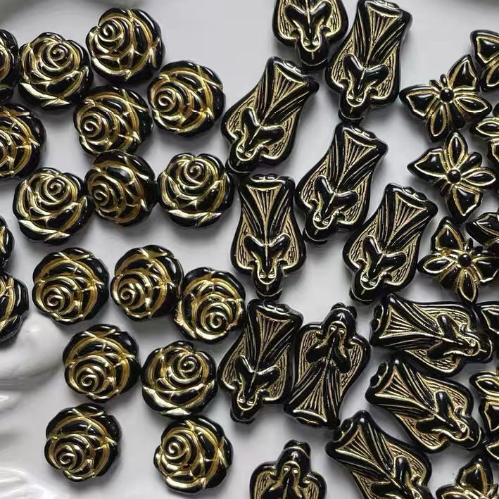 Black and Gold Vintage Beads