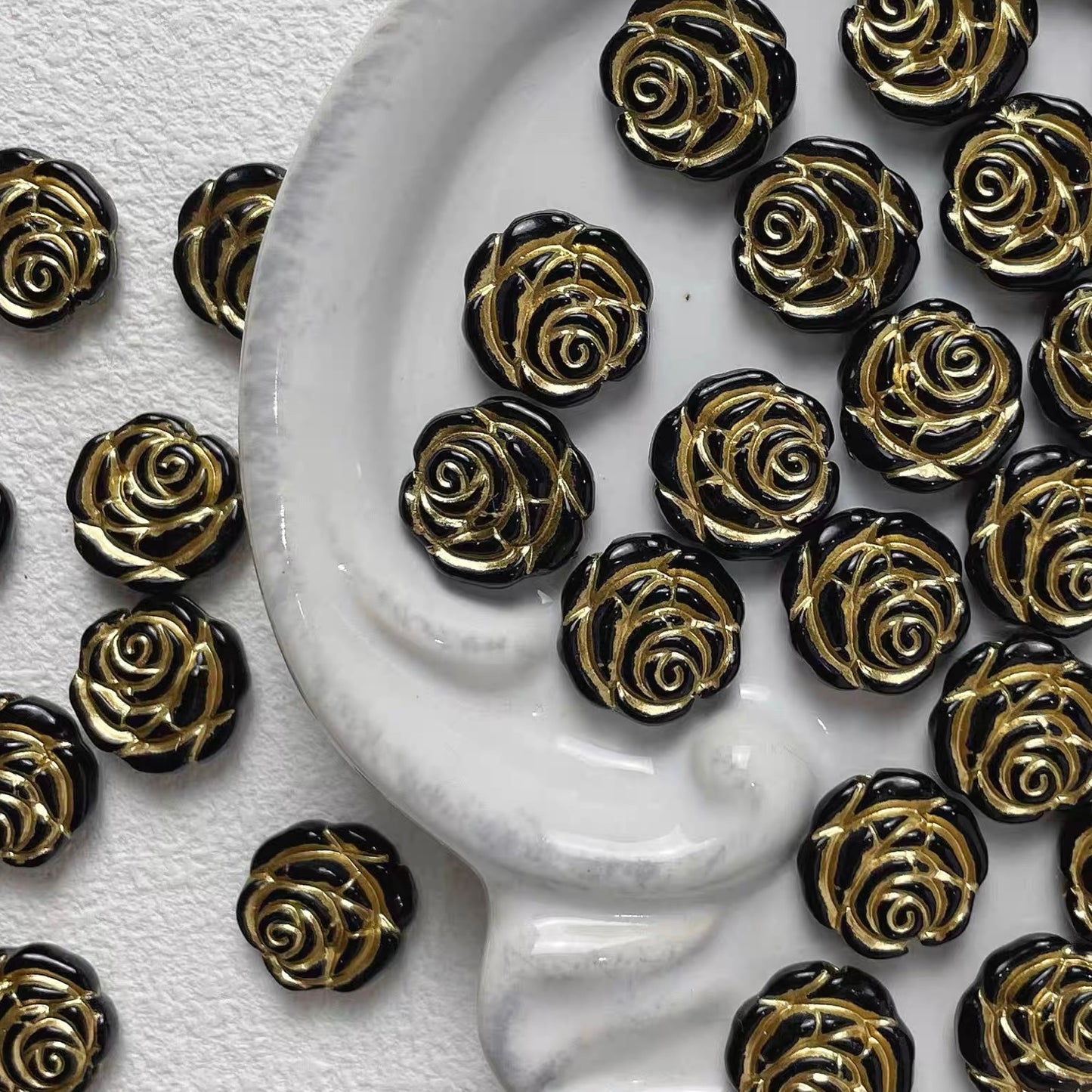 Black and Gold Vintage Beads