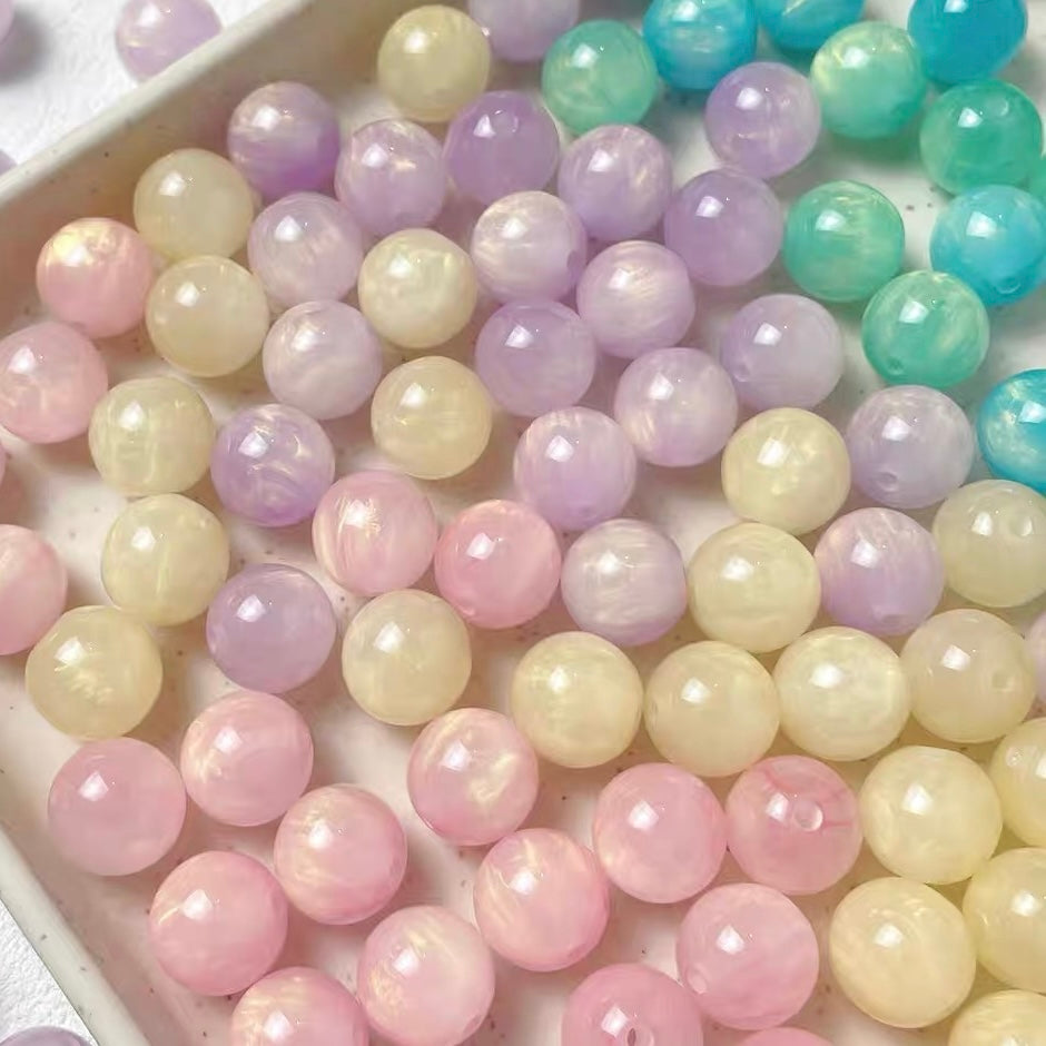 Glitter Resin Round Beads