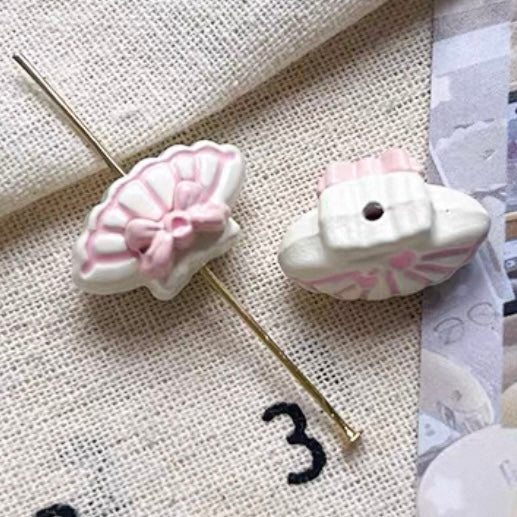 Powder white handmade alloy beaded