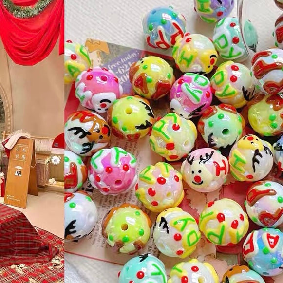 Christmas Series Acrylic Hand-Painted Beads