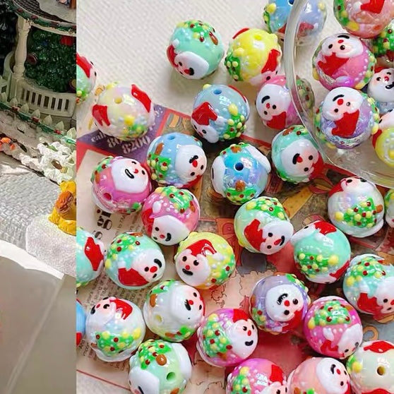 Christmas Series Acrylic Hand-Painted Beads