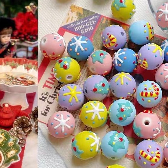 Christmas Series Acrylic Hand-Painted Beads