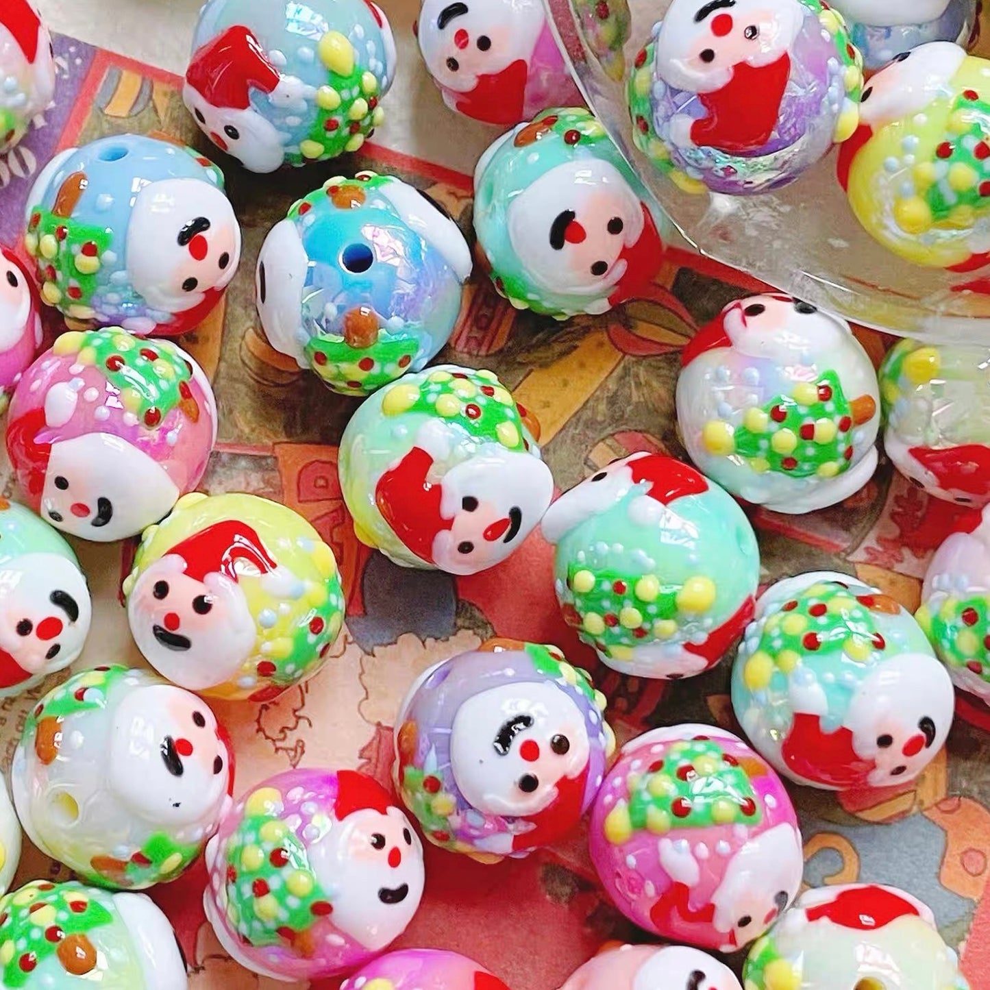 Christmas Series Acrylic Hand-Painted Beads