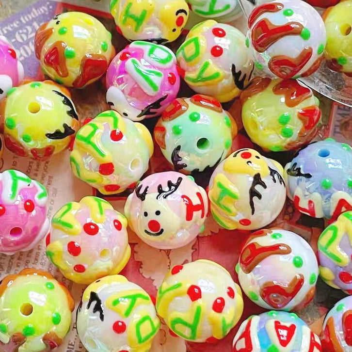 Christmas Series Acrylic Hand-Painted Beads
