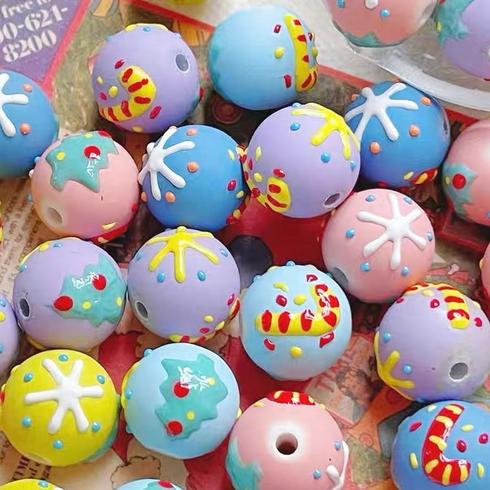 Christmas Series Acrylic Hand-Painted Beads