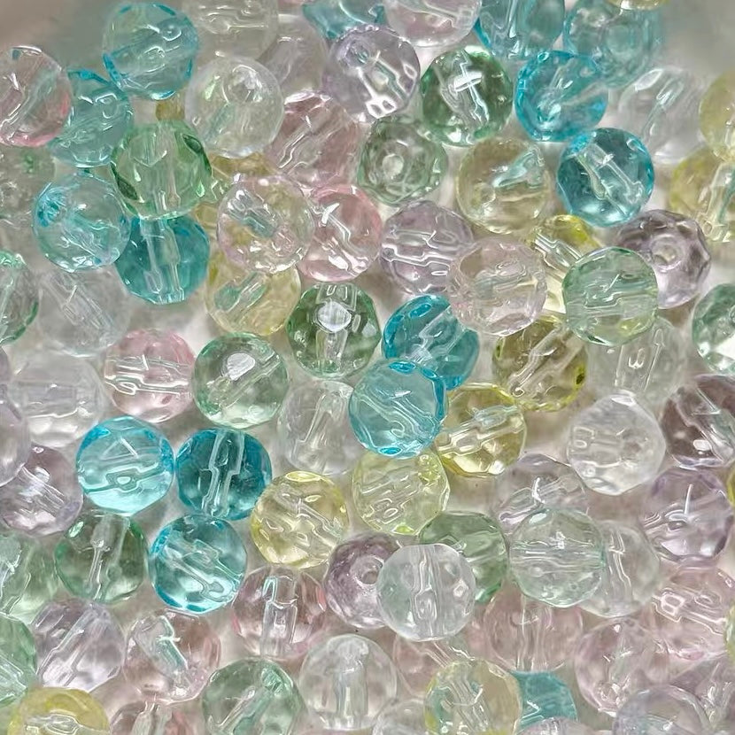 Macaron-colored Rippled Glass Beads