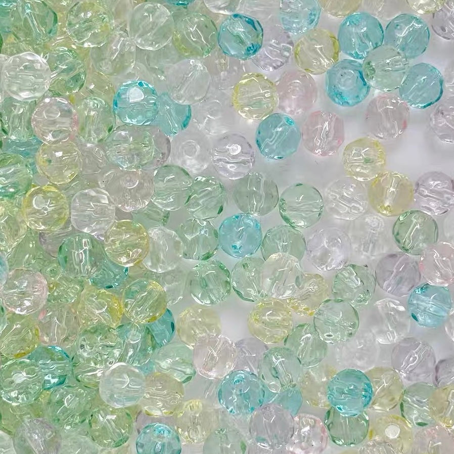 Macaron-colored Rippled Glass Beads