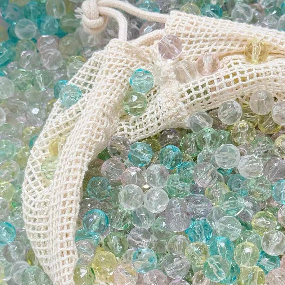 Macaron-colored Rippled Glass Beads