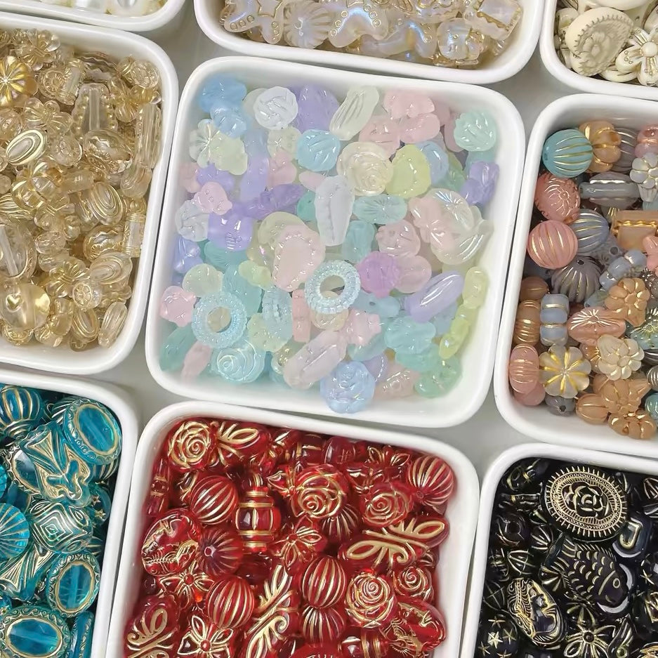 Vintage Gold-traced Acrylic Blind Box Beads