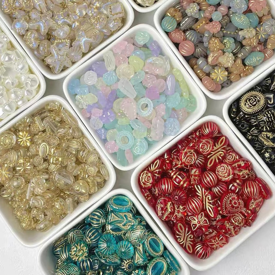Vintage Gold-traced Acrylic Blind Box Beads