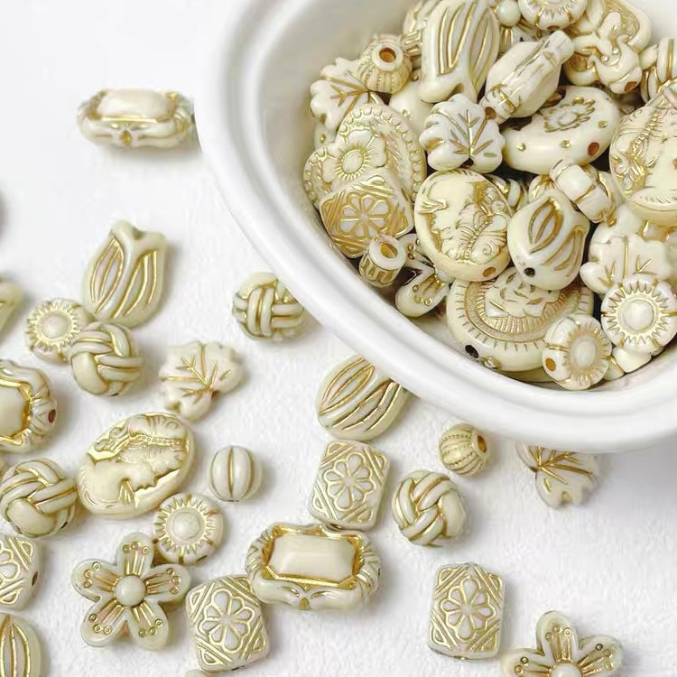 Vintage Gold-traced Acrylic Blind Box Beads