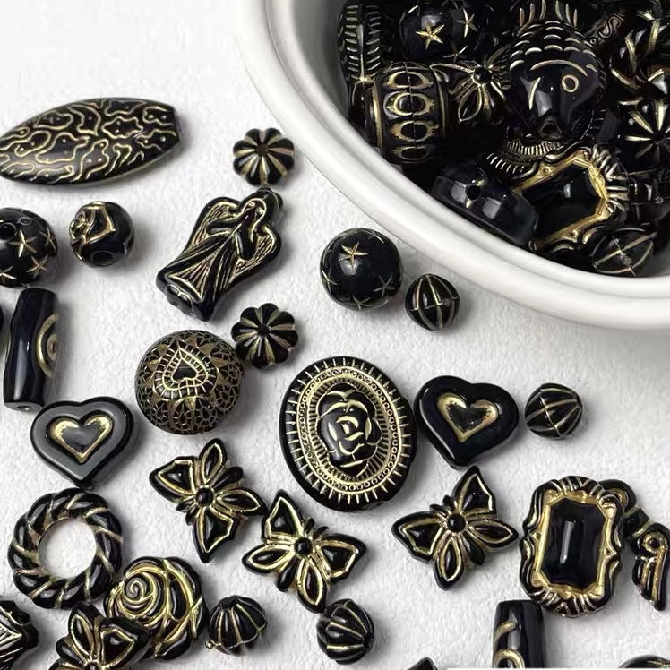 Vintage Gold-traced Acrylic Blind Box Beads