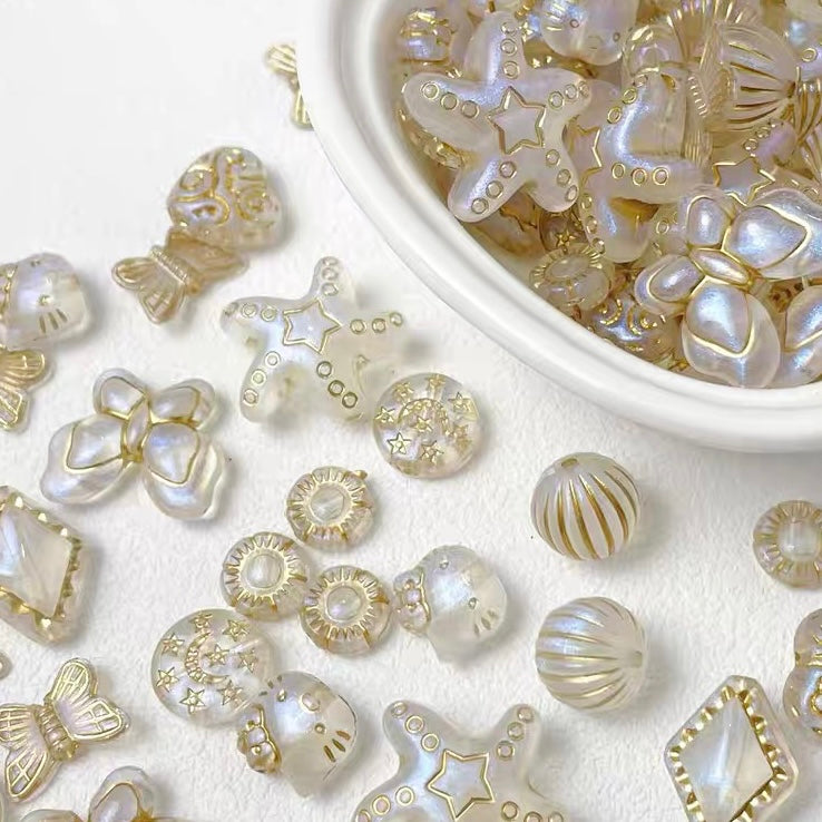 Vintage Gold-traced Acrylic Blind Box Beads
