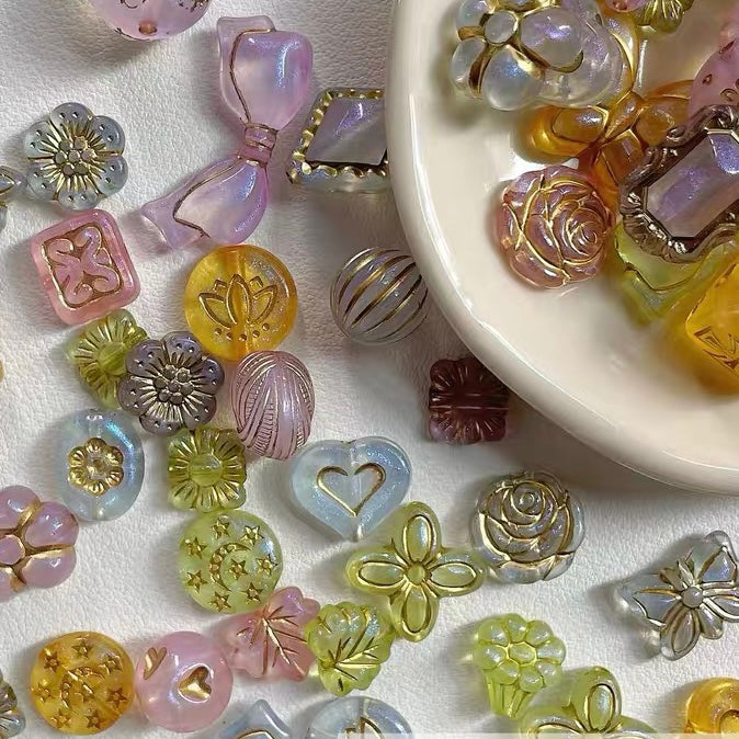 Vintage Gold-traced Acrylic Blind Box Beads