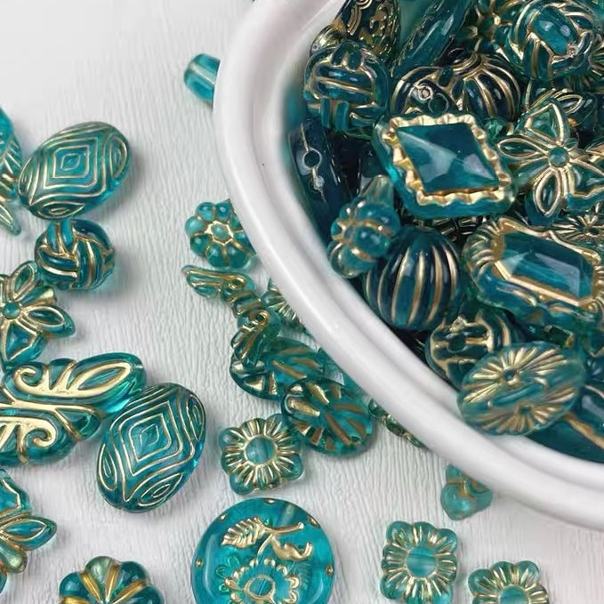 Vintage Gold-traced Acrylic Blind Box Beads