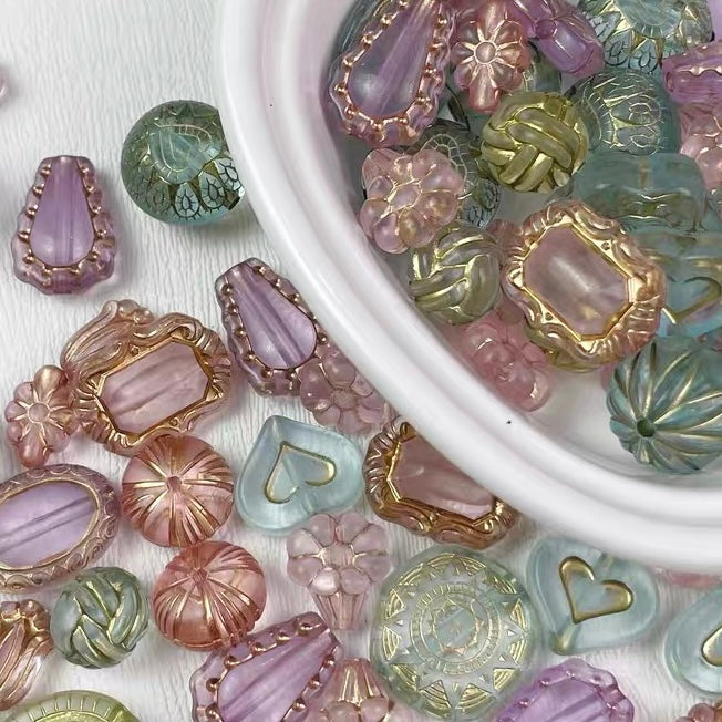 Vintage Gold-traced Acrylic Blind Box Beads