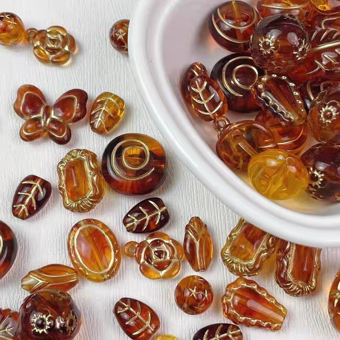 Vintage Gold-traced Acrylic Blind Box Beads