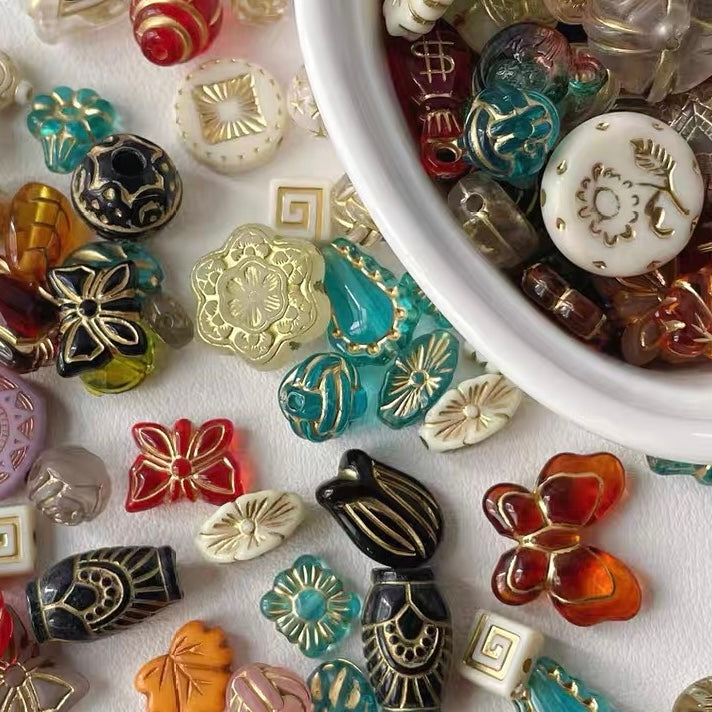 Vintage Gold-traced Acrylic Blind Box Beads