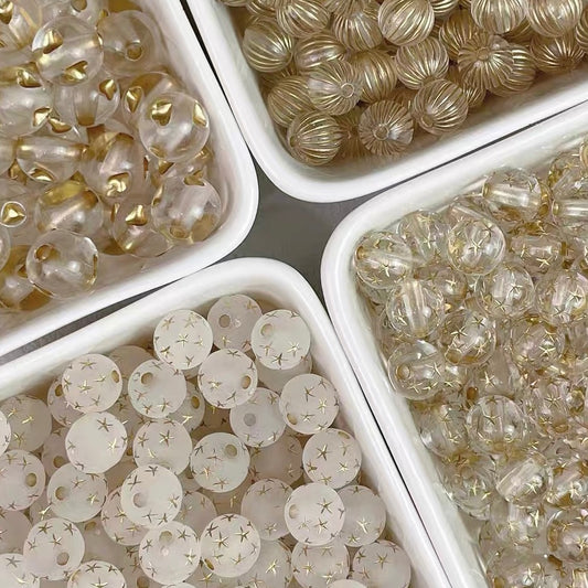 Gold-traced Vintage Acrylic Beads