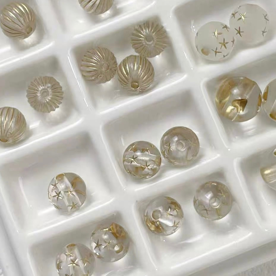 Gold-traced Vintage Acrylic Beads