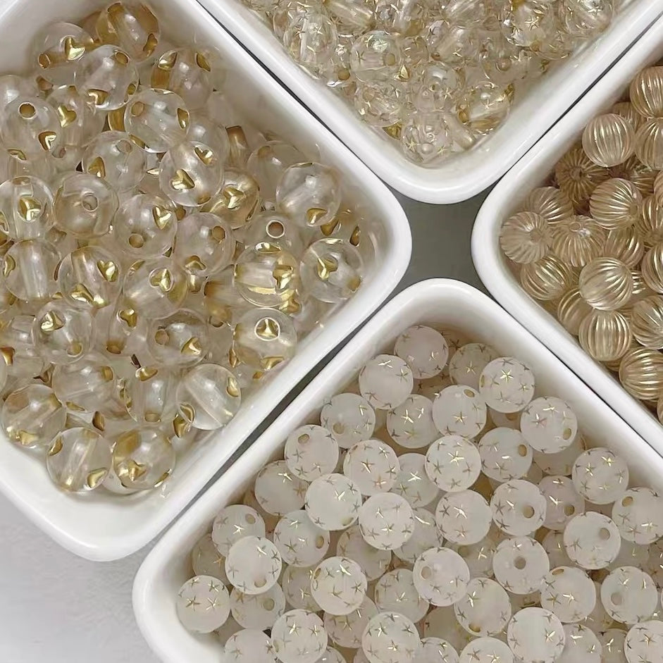 Gold-traced Vintage Acrylic Beads