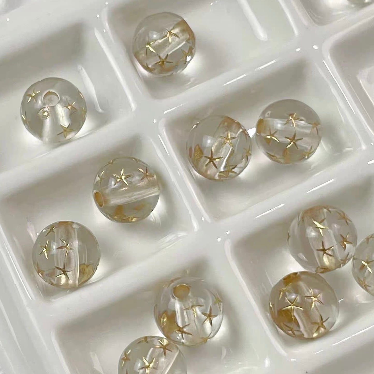 Gold-traced Vintage Acrylic Beads